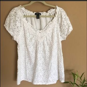 Style & Co. white lace floral blouse